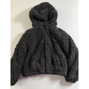 Walter Baker Women's Black Jacket Amanda Zip Up Hoodie Faux Fur Size Medium